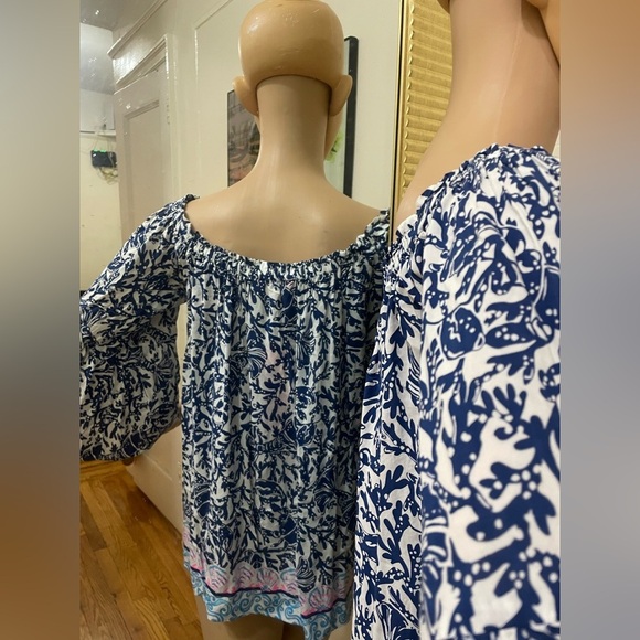 Lilly Pulitzer Navy and White Patterned Blouse - Picture 9 of 10
